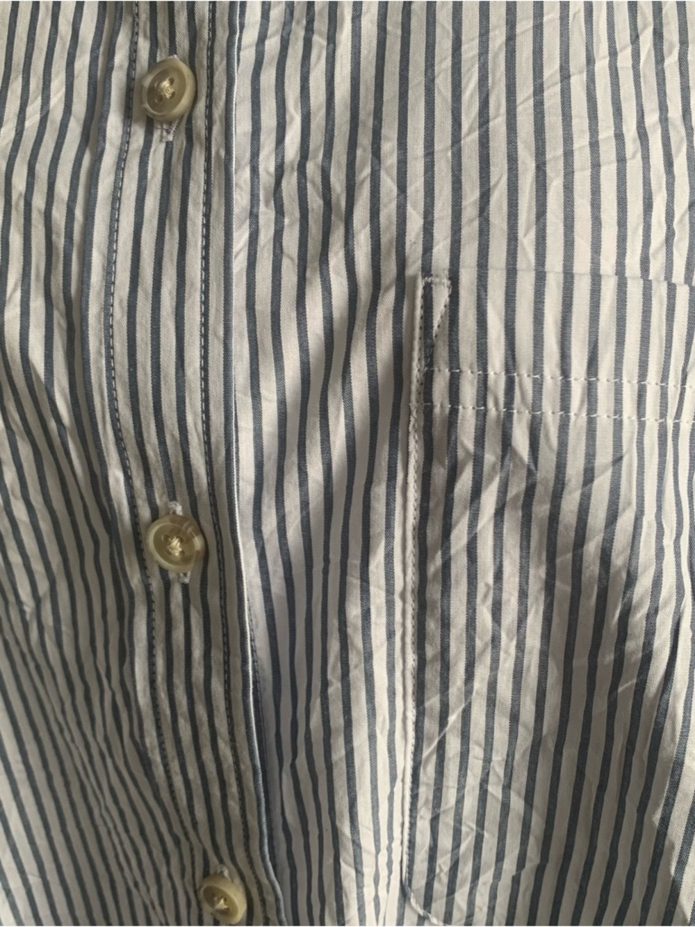 🆕 Eddie Bauer Shirt Crinkle Cotton Button up White Pale Blue Pinstripe 2XL - Picture 7 of 13
